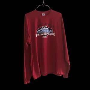 Men’s long sleeve red cotton tee shirt from Breckinridge, Colorado. Size 2X.